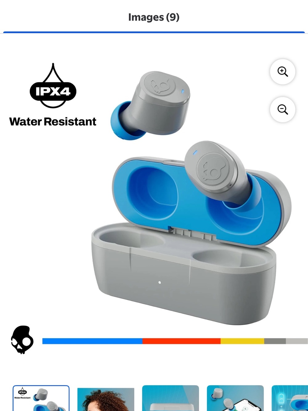NEW IN BOX SKULLCANDY  True Wireless Earbuds in Gray & Bright Blue